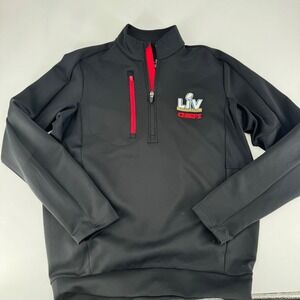 Kansas City Chiefs Super Bowl LIV Quarter Zip Pullover Jacket Men's Small Black
